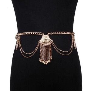 Belt Gold Tone Chain Link Fringe Trendy Metal Belly Waist Chain 5 Star Rated